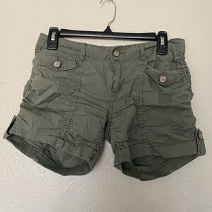 Kiss Green Cargo Shorts Relaxed Fit Belt Loops